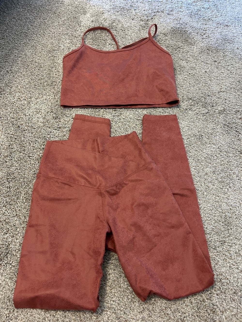 aerie Rust-Colored Seamless Leggings with Matching Cropped Tank